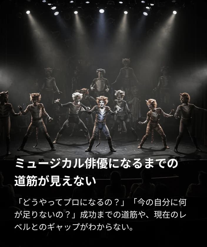 ミュージカル俳優になるまでの道筋が見えない。どうやってプロになるのか、今の自分に何が足りないのか、成功までの道筋や現在のレベルとのギャップがわからない